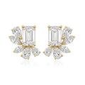 Lab Emerald Cut & Mix Shape Cluster Earrings