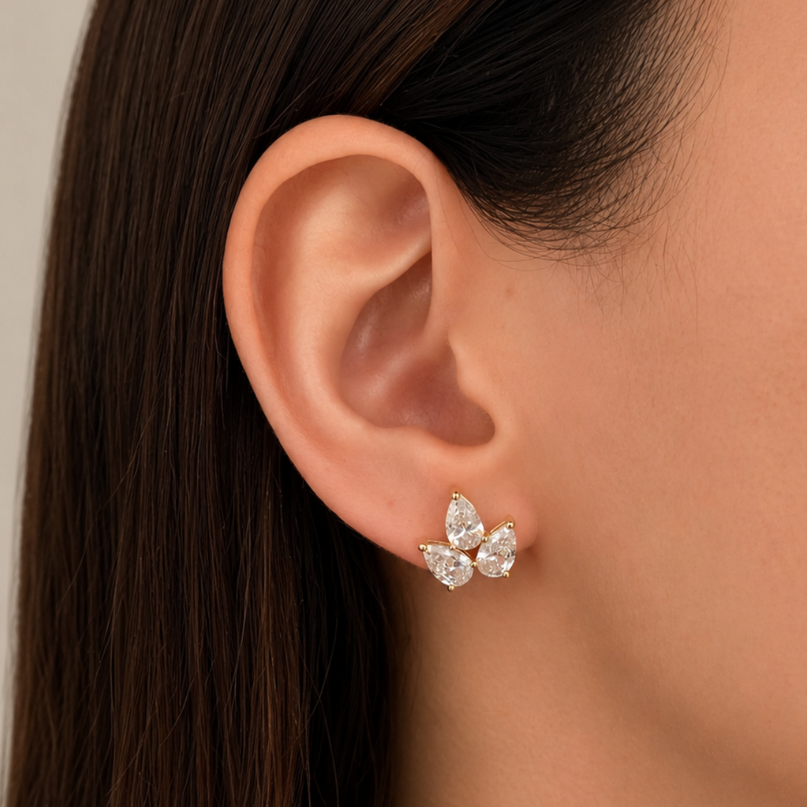 Three Lab Pear Studs